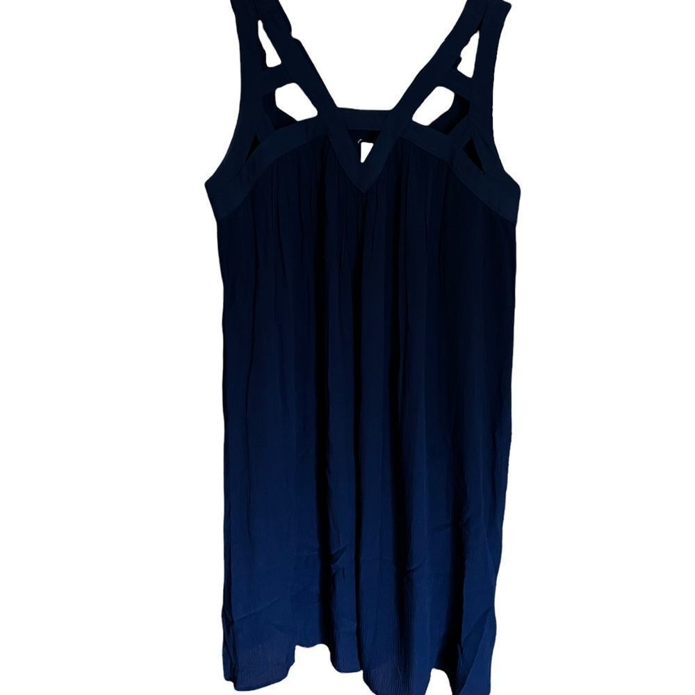 Xhileration navy blue rayon midi tank dress women’s size‎ medium